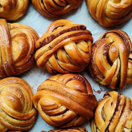 Cinnamon buns and Chocolate Chip Sablé